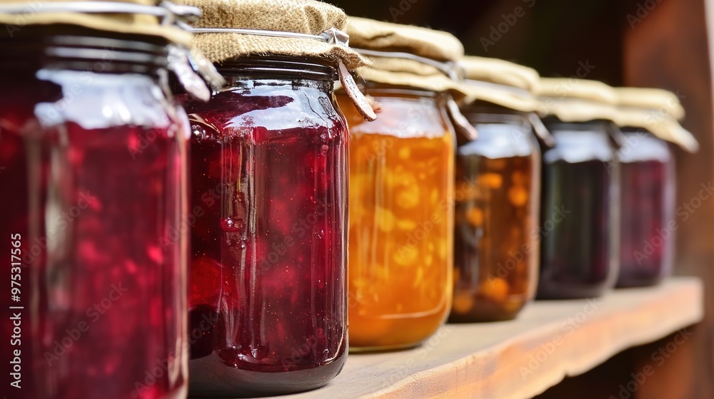 Delicious Jam in a Jar with Fresh Ingredients. This image highlights a jar of homemade or artisanal jam, showcasing its rich texture and vibrant color, often accompanied by fresh fruits or ingredients Delicious Jam in a Jar with Fresh Ingredients. This image highlights a jar of homemade or artisanal jam, showcasing its rich texture and vibrant color, often accompanied by fresh fruits or ingredients