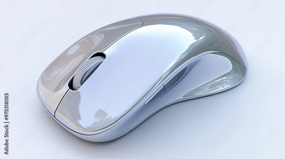 3D rendering of a wireless computer mouse with ergonomic design and customizable buttons on isolated white background, Generative AI 3D rendering of a wireless computer mouse with ergonomic design and customizable buttons on isolated white background, Generative AI