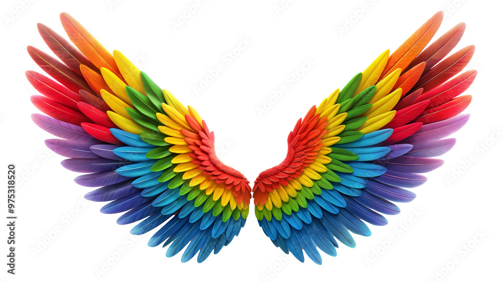 Rainbow pride wings cut out. Isolated on Transparent background. Copy space. Rainbow pride wings cut out. Isolated on Transparent background. Copy space.