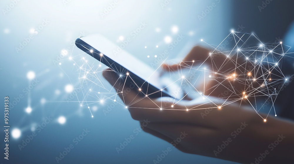 hand using a digital smartphone Network for data communication and the idea of communication hand using a digital smartphone Network for data communication and the idea of communication