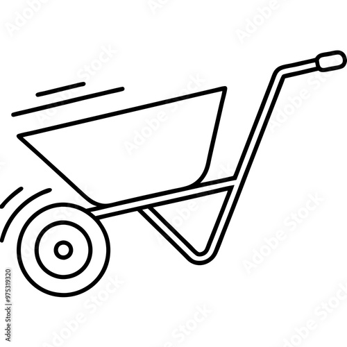 Silhouette Metal Wheelbarrow Drawing.