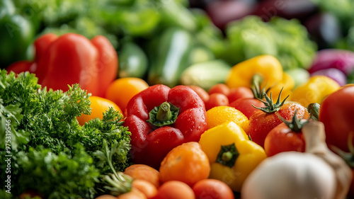 Colorful array of fresh vegetables celebrating World Vegetarian Day in a vibrant market setting