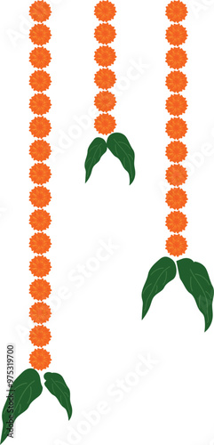 Decorative Indian Festive Garland Decor With Marigold Flower and Mango Leaf