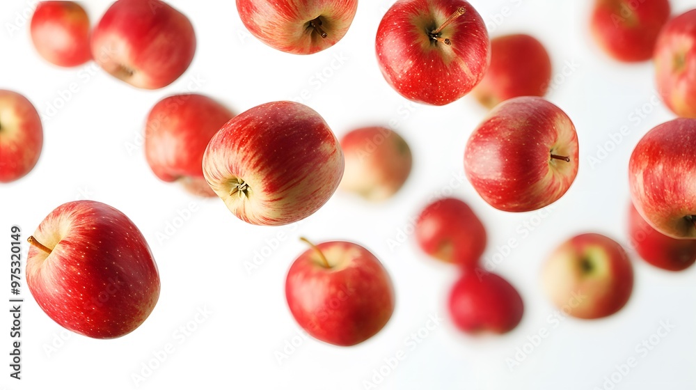 Dynamic motion of falling apples on a white background Dynamic motion of falling apples on a white background