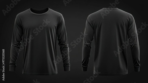 Wallpaper Mural Black long sleeve t-shirt mockup isolated on a dark background. Torontodigital.ca