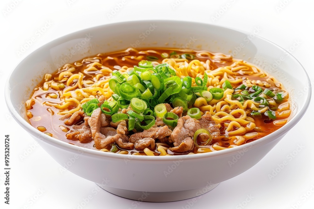 Japanese tonkotsu ramen with rich pork broth and green onions Japanese tonkotsu ramen with rich pork broth and green onions