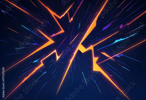 Abstract geometirc pattern lighning bold effect in the dark background