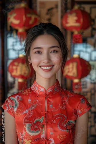 In the evening, Chinese New Year, young women on the streets