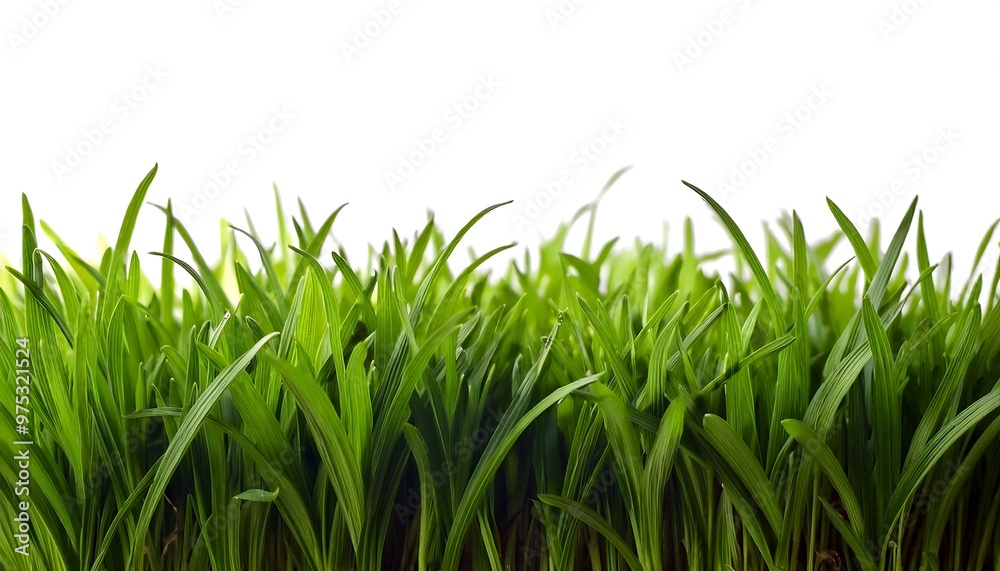 Fototapeta premium green grass field meadow, white background cut out