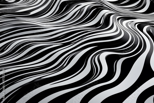 Dynamic Zebra-Style Optical Art in Black and White