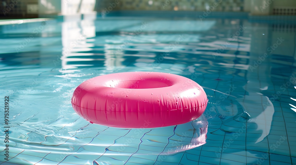 © Emma - Pink inflatable round tube in swimming pool