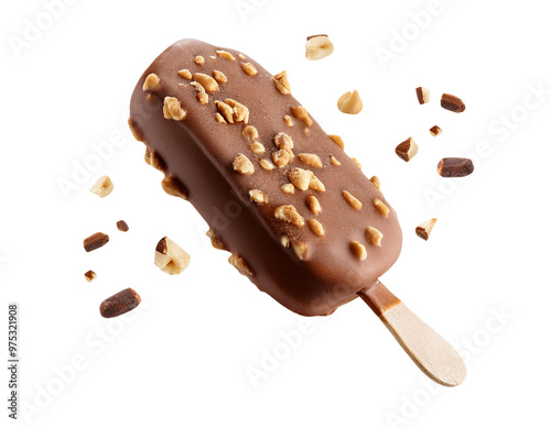 Delicious chocolate ice cream bar covered in nuts, perfect for summer treats or dessert inspiration.