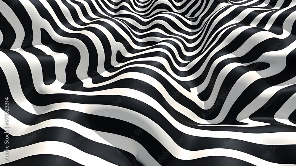 Dynamic Zebra-Style Optical Art in Black and White
