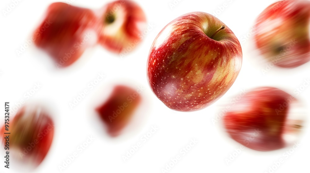 Fototapeta premium Crisp apples captured in motion on a white background