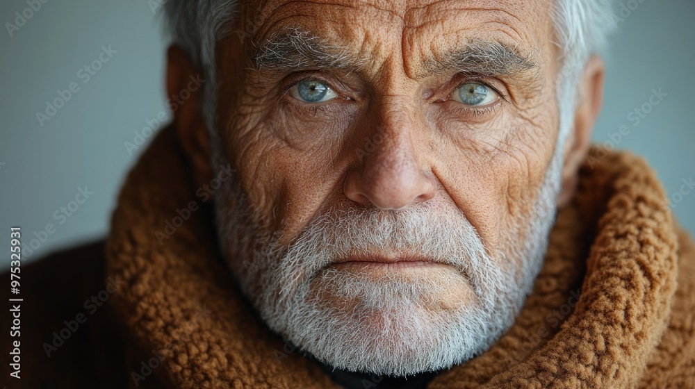 Close up Portrait of an Elderly Man with Intense Blue Eyes. with generative AI Close up Portrait of an Elderly Man with Intense Blue Eyes. with generative AI