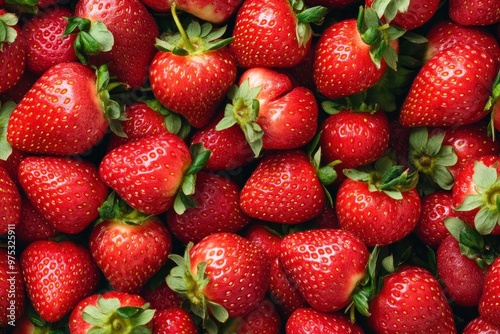 Texture of sweet fresh strawberries as background, closeup , ai