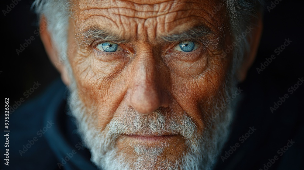 Close up Portrait of an Elderly Man with Intense Blue Eyes. with generative AI Close up Portrait of an Elderly Man with Intense Blue Eyes. with generative AI
