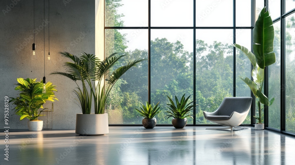 Fototapeta premium Modern Luxury: Open-Plan Living with Tropical Touches and Expansive Views