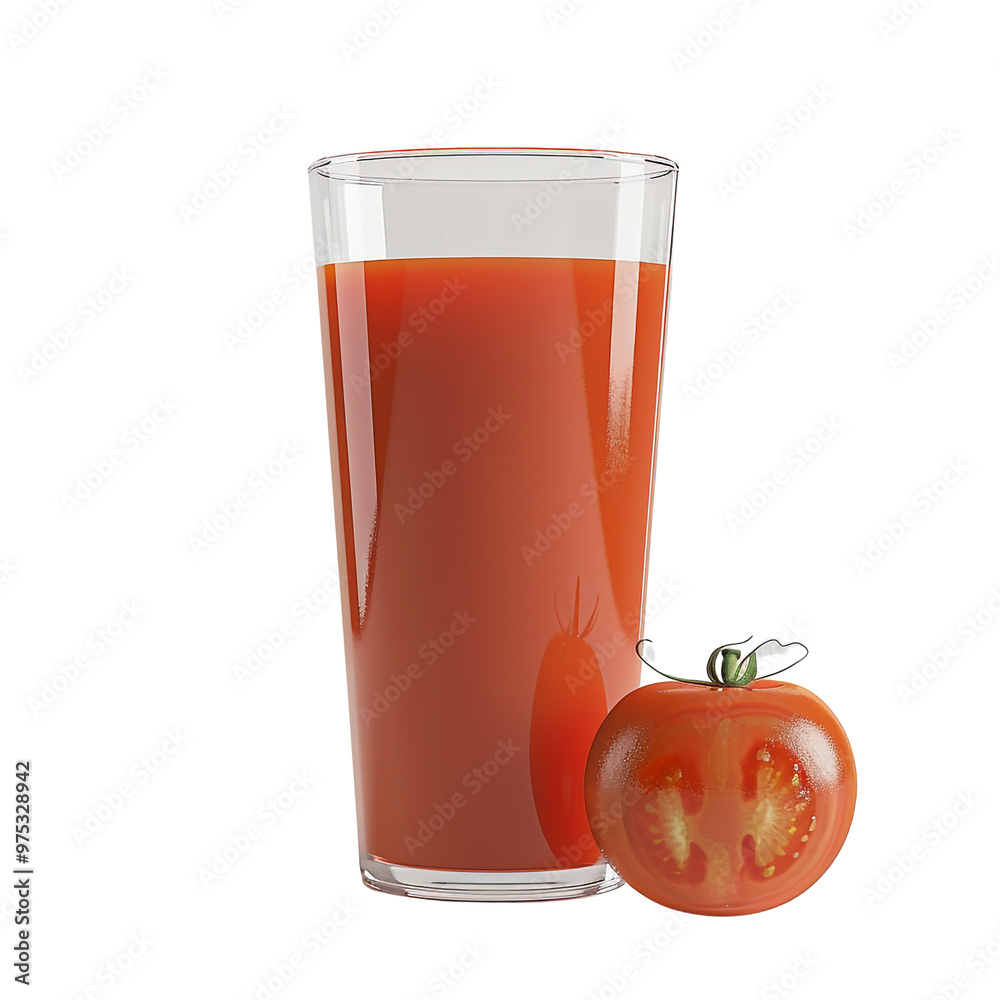 Glass of Tomato Juice with a Tomato Glass of Tomato Juice with a Tomato