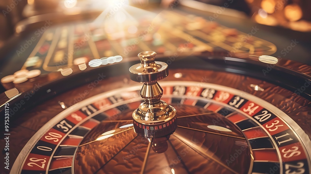 Roulette In Motion With Blurred Slot In Background Roulette In Motion With Blurred Slot In Background