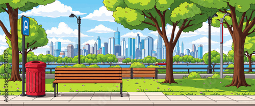 Cityscape Park Bench  

