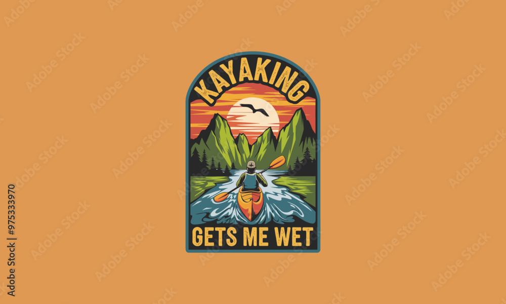 Kayaker paddling through a scenic river at sunset. Kayaker paddling through a scenic river at sunset.