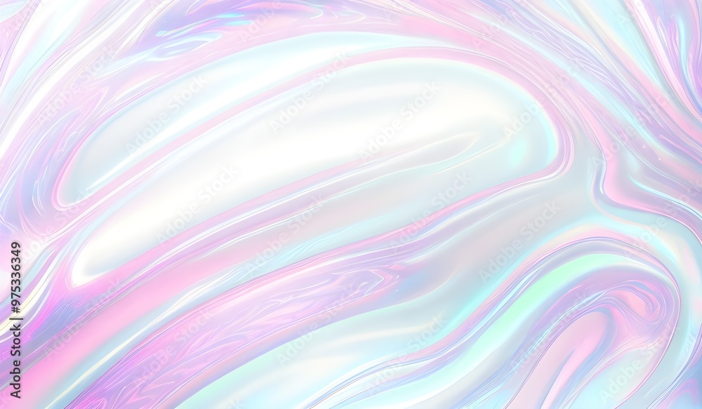 Holographic background seamless trendy iridescent light foil texture. Soft holographic pastel unicorn marble background pattern. Modern pearlescent blurry abstract swirl illustration.	
