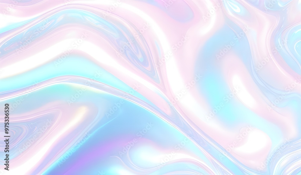 Holographic background seamless trendy iridescent light foil texture. Soft holographic pastel unicorn marble background pattern. Modern pearlescent blurry abstract swirl illustration.	
