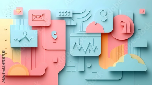 An illustration of a business concept in a papercut style, featuring vibrant and well-designed colors. The layered textures and clean lines bring a modern, creative touch to the overall visual appeal.