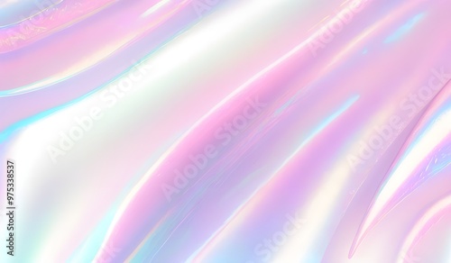 Holographic background seamless trendy iridescent light foil texture. Soft holographic pastel unicorn marble background pattern. Modern pearlescent blurry abstract swirl illustration. 