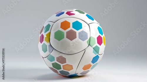 Soccerball concept white foot ball with colored hexagon patterns