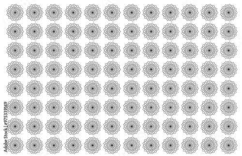 floral tribal abstract pattern background in black and white textured design
