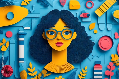 An illustration of a business concept in a papercut style, featuring vibrant and well-designed colors. The layered textures and clean lines bring a modern, creative touch to the overall visual appeal.