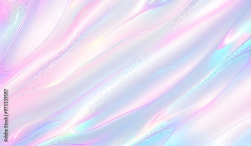 Holographic background seamless trendy iridescent light foil texture. Soft holographic pastel unicorn marble background pattern. Modern pearlescent blurry abstract swirl illustration. 