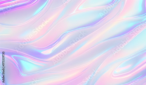 Holographic background seamless trendy iridescent light foil texture. Soft holographic pastel unicorn marble background pattern. Modern pearlescent blurry abstract swirl illustration.	
