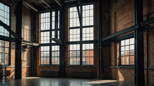 Luxury loft building with exposed brick and large industrial windows