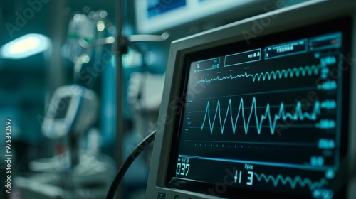 Wallpaper Mural Medical Monitor Displaying Critical Heart Rate Data in Emergency Room Torontodigital.ca