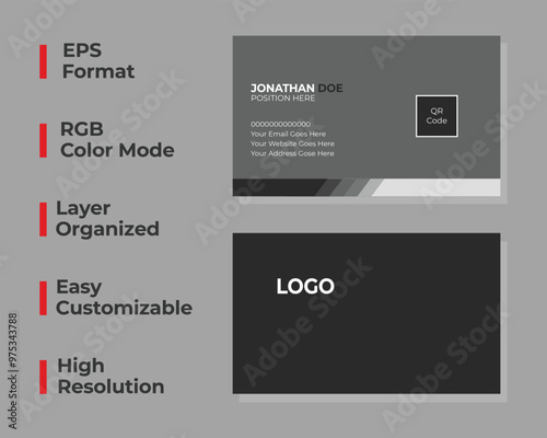 Simple corporate business card, minimal personal card, corporate identity card, layout set