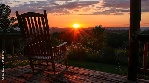 Sunset from the cabin rocking chair