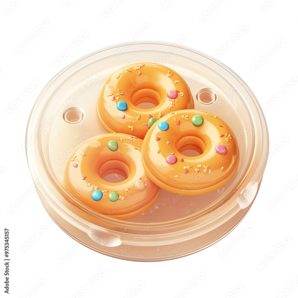 Fototapeta premium Three Donuts in a Container