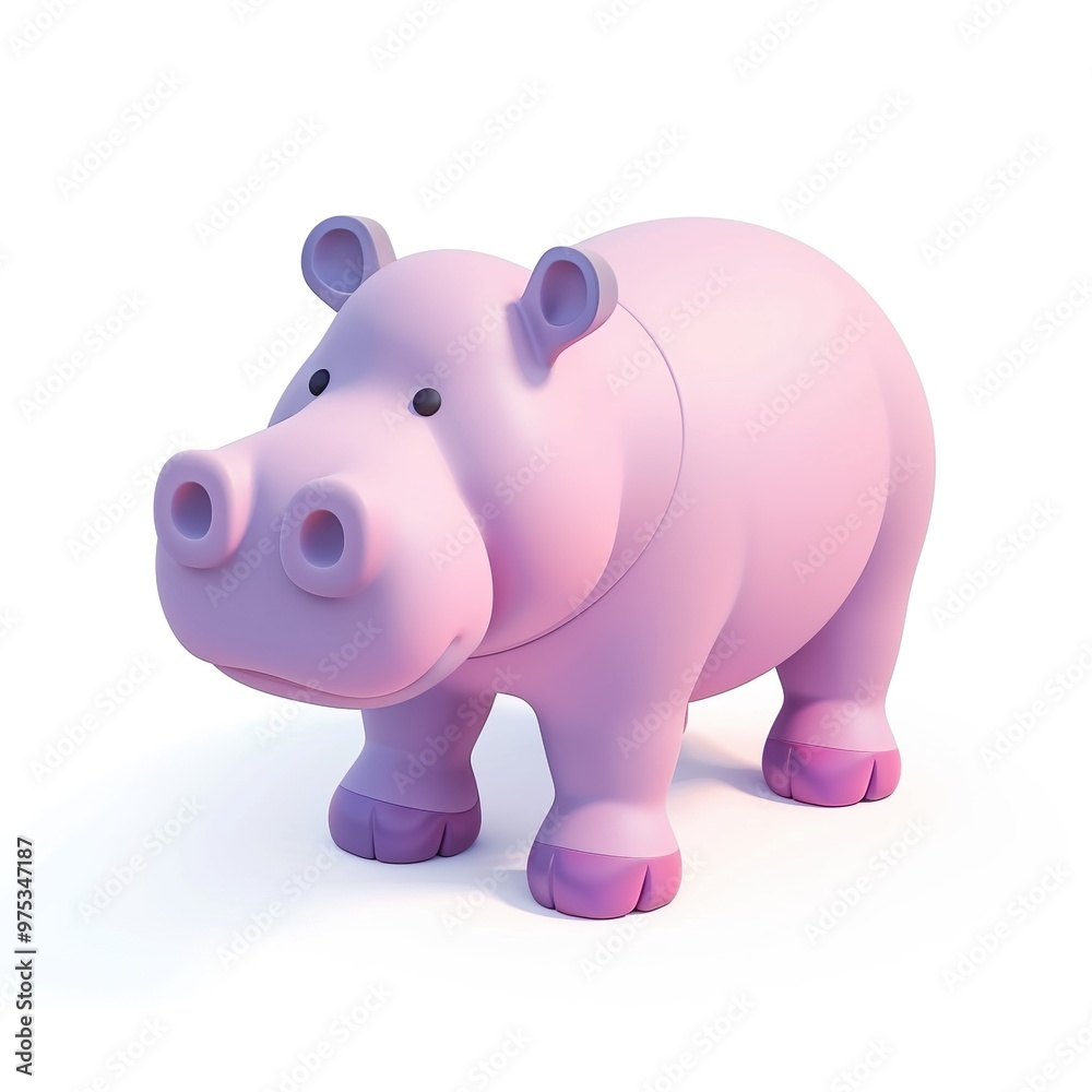 Hippo icon, 3D Rendering, isometric isolated on a white background Hippo icon, 3D Rendering, isometric isolated on a white background