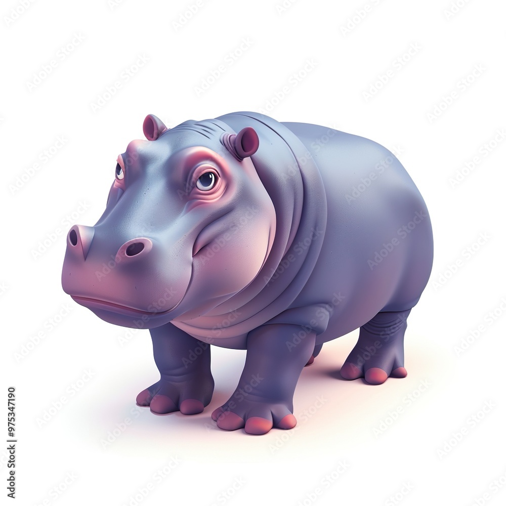 Hippo icon, 3D Rendering, isometric isolated on a white background Hippo icon, 3D Rendering, isometric isolated on a white background