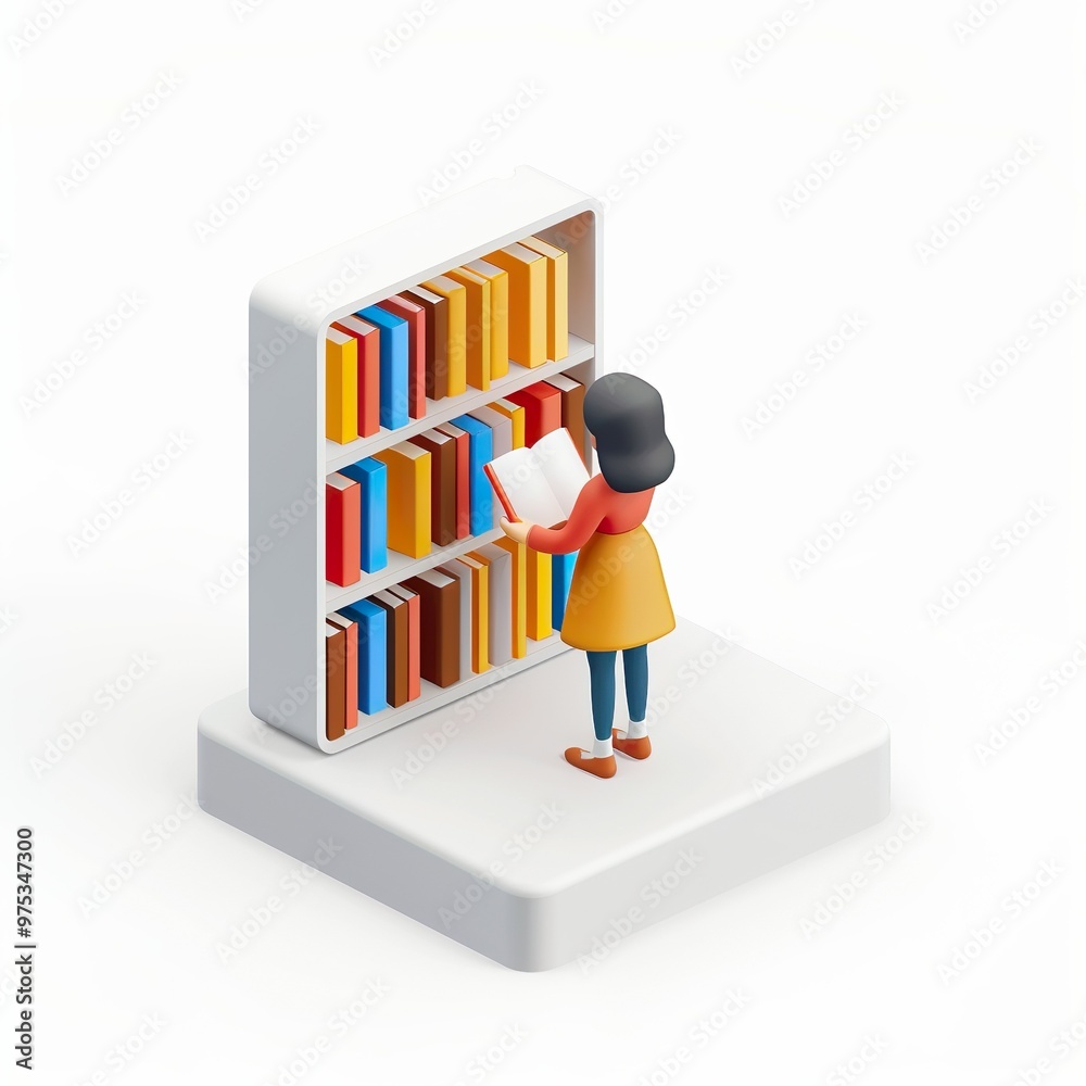 Librarian icon, 3D Rendering isolated on a white background Librarian icon, 3D Rendering isolated on a white background