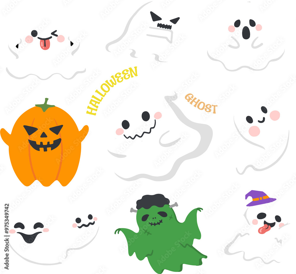 Halloween cute ghost illustration set
Halloween cute ghost illustration set