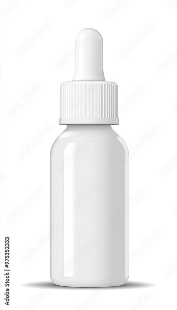 A white plastic bottle with no cap, shaped like an eye dropper for nose and drops A white plastic bottle with no cap, shaped like an eye dropper for nose and drops