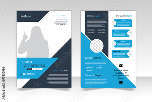 Event conference 2 side flyer design with organic shape