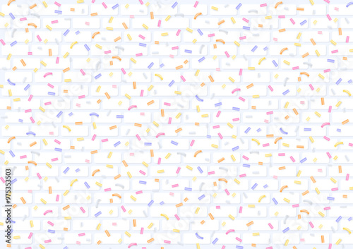 Sugar sprinkles on brick wall background