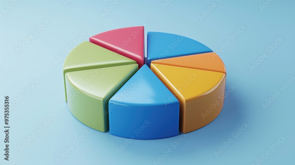 Circle chart with different segments representing stock market share ratios. 3d illustration. Circle chart with different segments representing stock market share ratios. 3d illustration.