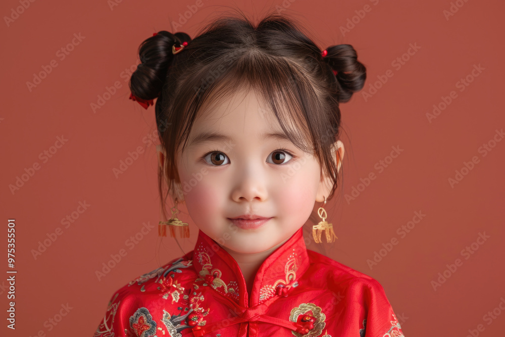 Close up photo of a little girl wearing traditional Chinese clothing Close up photo of a little girl wearing traditional Chinese clothing