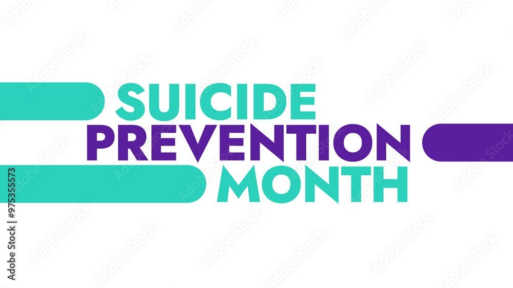Suicide Prevention Month colorful motion graphics seamless loopable text animation on white or black background for celebrating awareness about suicide prevention month Suicide Prevention Month colorful motion graphics seamless loopable text animation on white or black background for celebrating awareness about suicide prevention month
